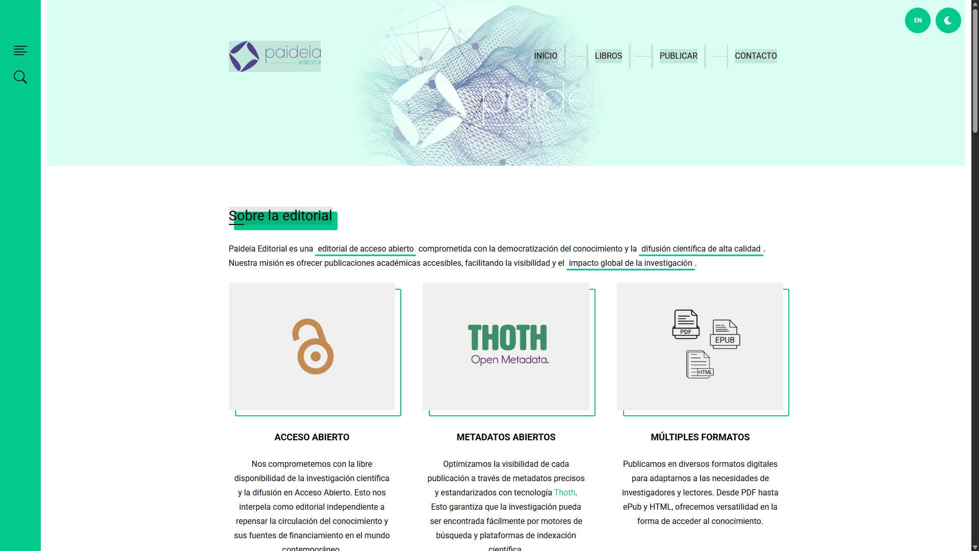 Sitio web de Paideia Editorial
